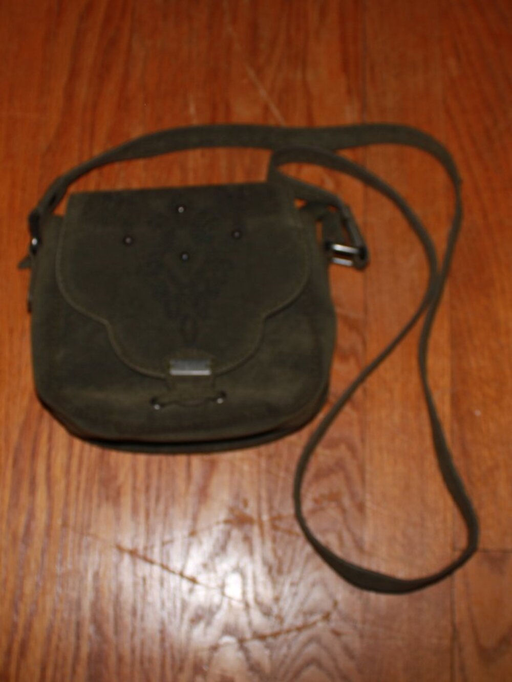 Roxy Faux Suede Stitch Accent Shoulder Bag